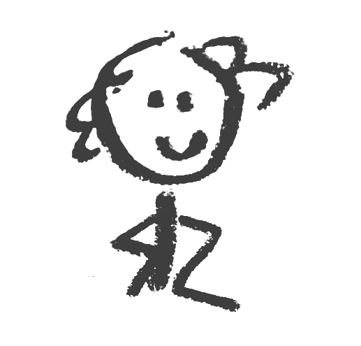 A child's crayon drawing of Meerah, smiling
