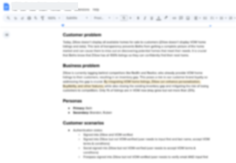 A one-page product doc